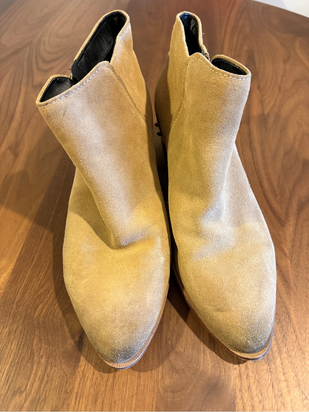 Circus Beige Suede Pointed-Toe Ankle Boots
